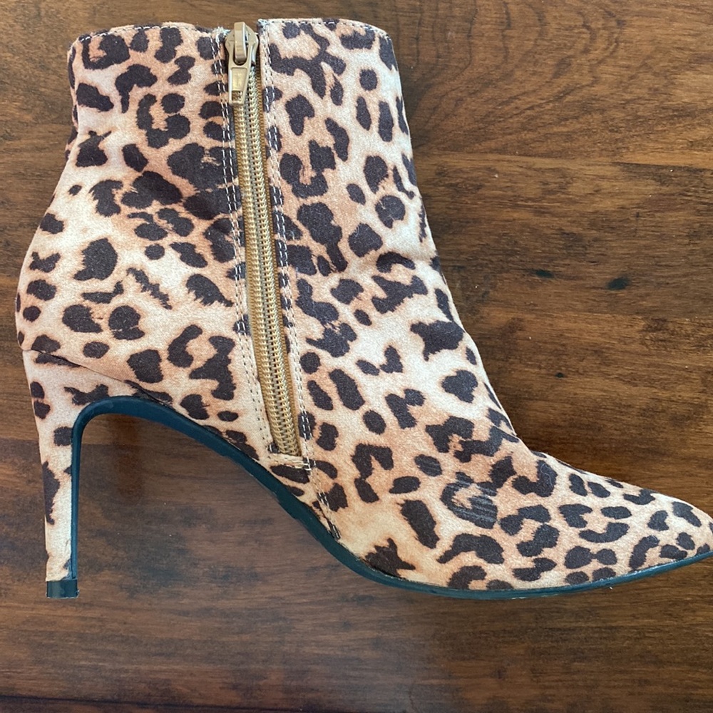 Express Leopard Print Thin Heeled Booties - 7 - image 7